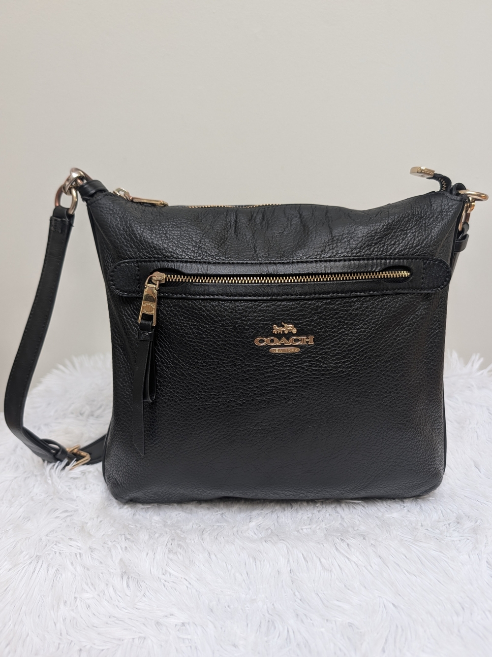 Coach Mae F34823 Black Pebbled Leather Crossbody